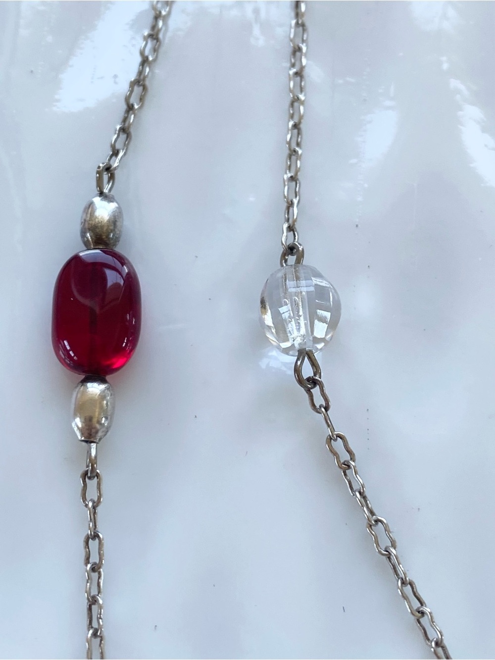 Garnet and Crystal Bead Necklace 42” inches - Picture 8 of 10